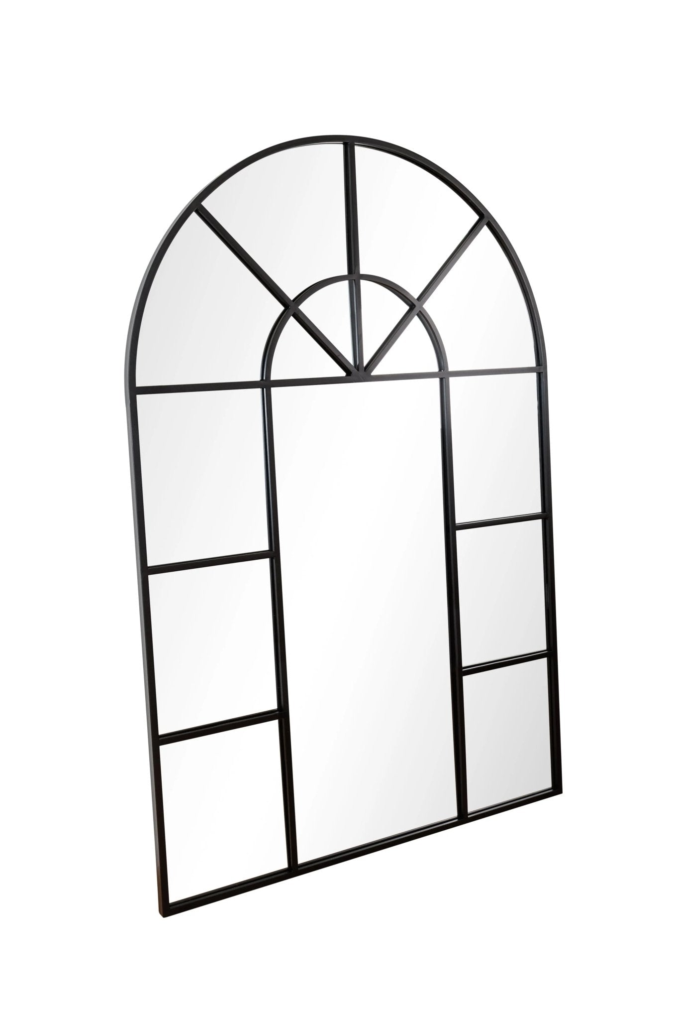 Semi Oval Arched Window Mirror Black Frame - Mirror Shop