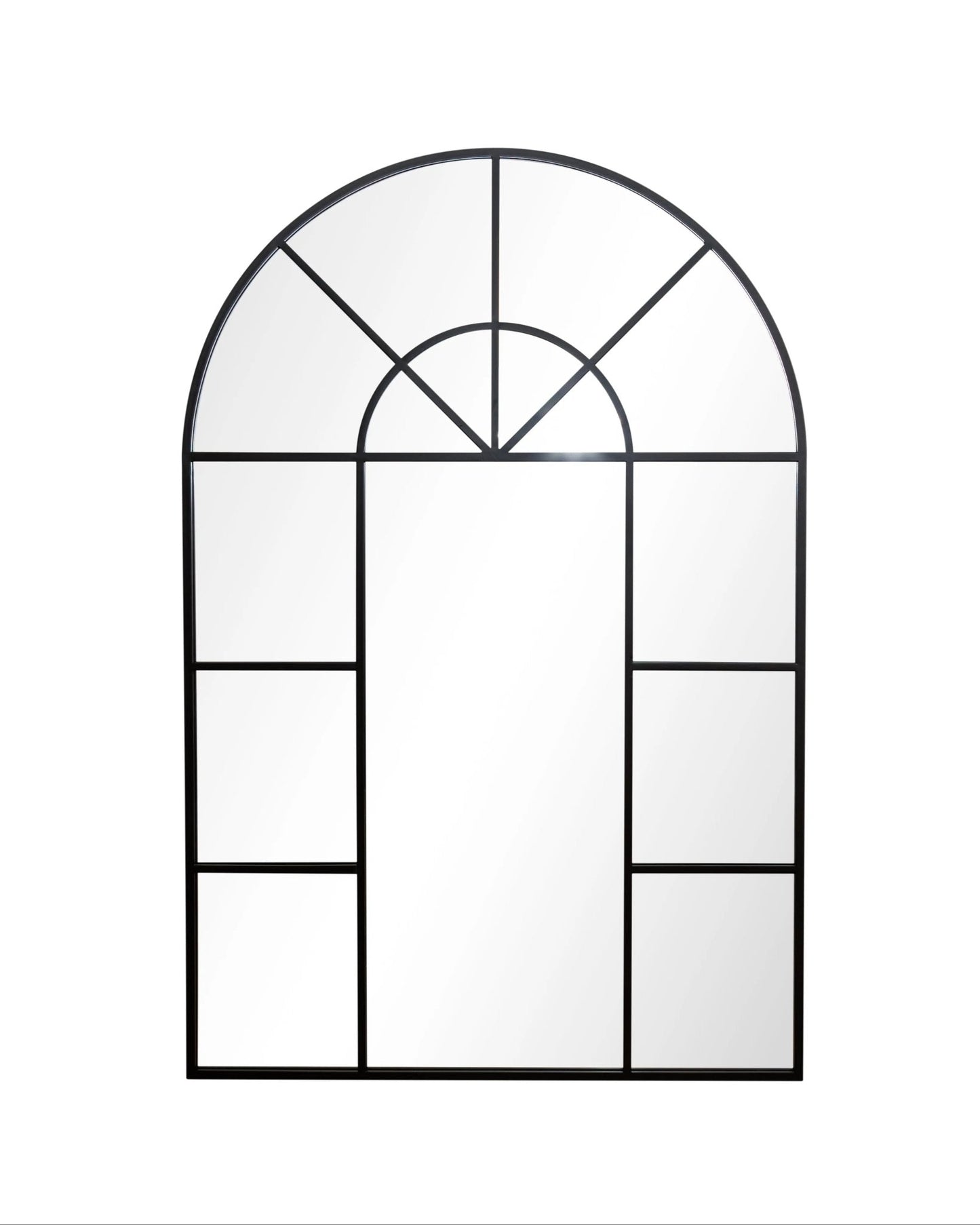 Semi Oval Arched Window Mirror Black Frame - Mirror Shop