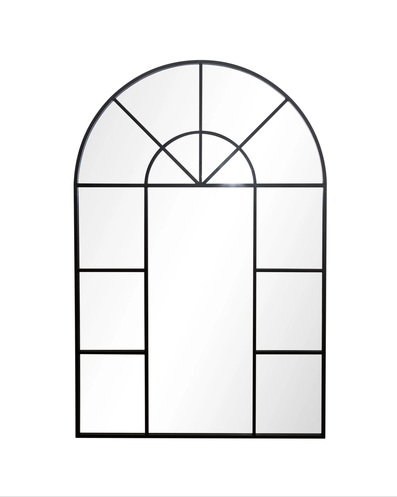 Semi Oval Arched Window Mirror Black Frame - Mirror Shop