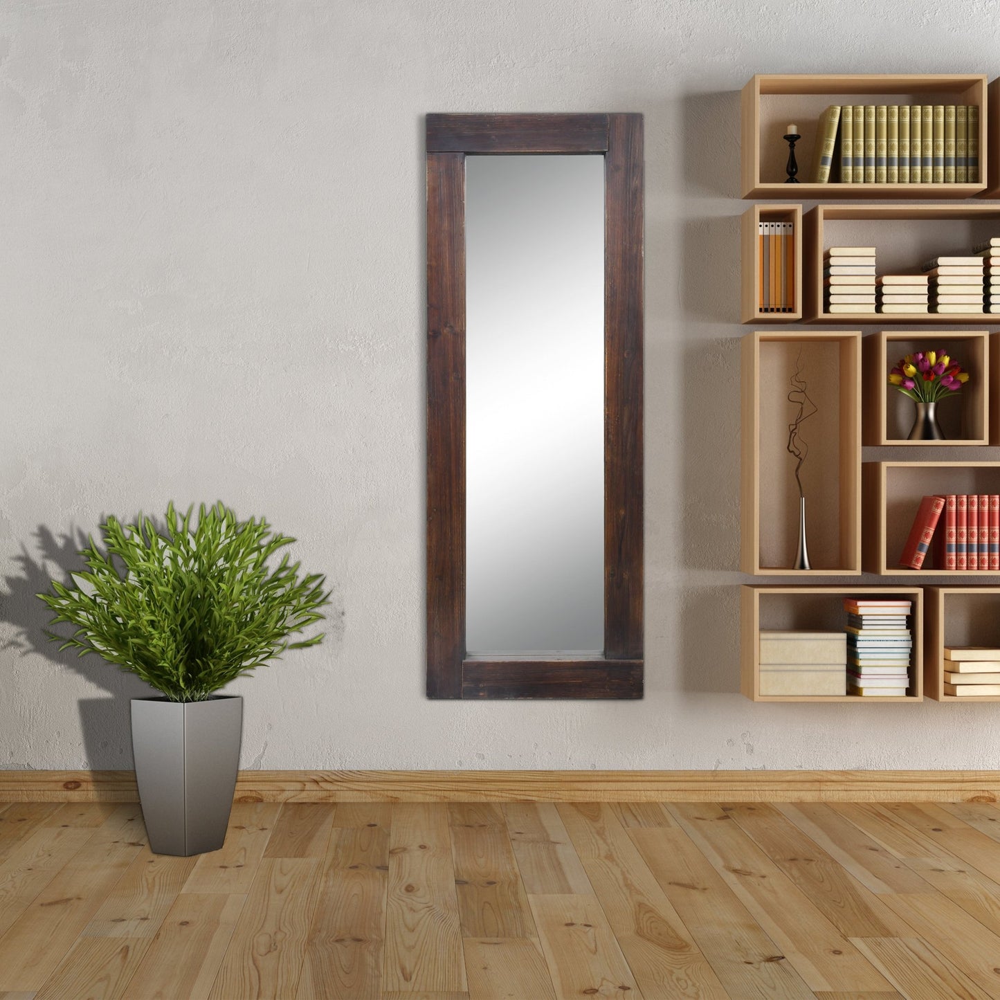 Tall Wooden Mirror Rustic Industrial Design - Mirror Shop