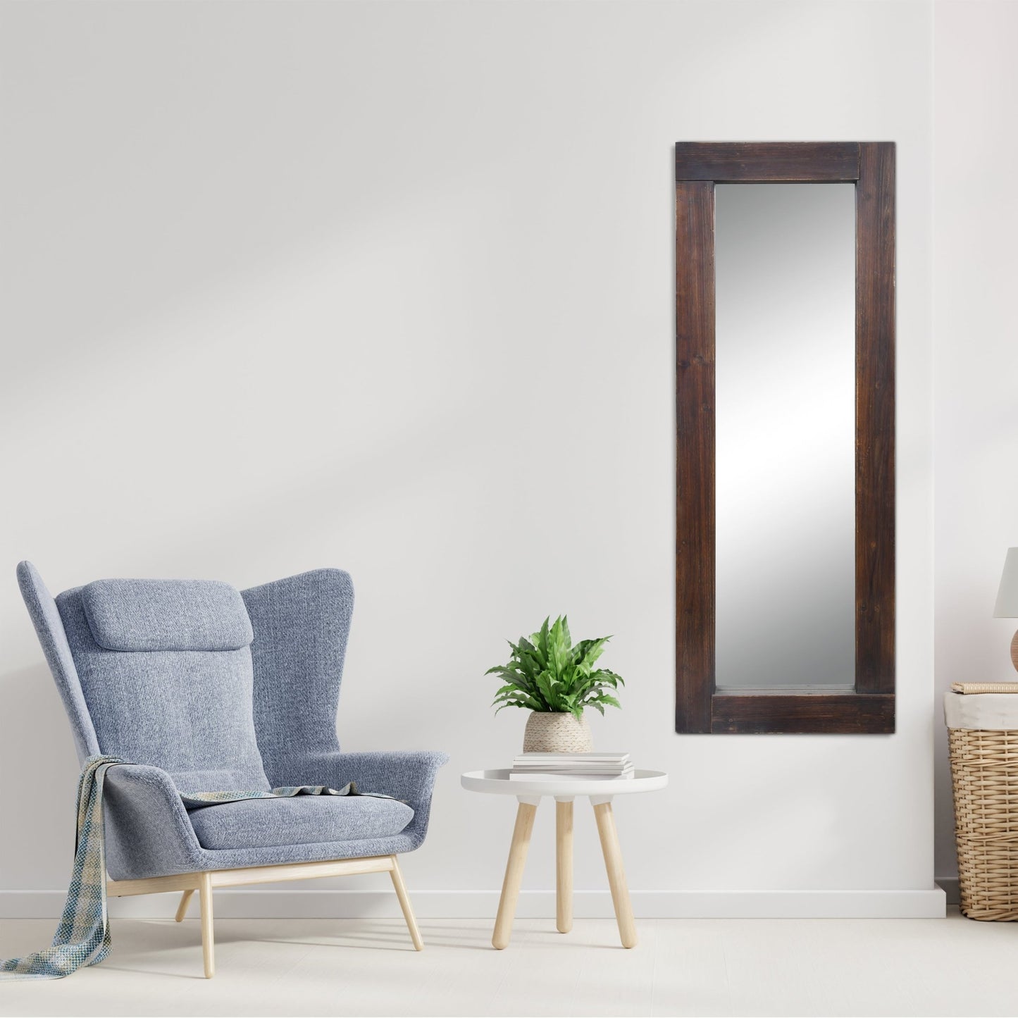 Tall Wooden Mirror Rustic Industrial Design - Mirror Shop